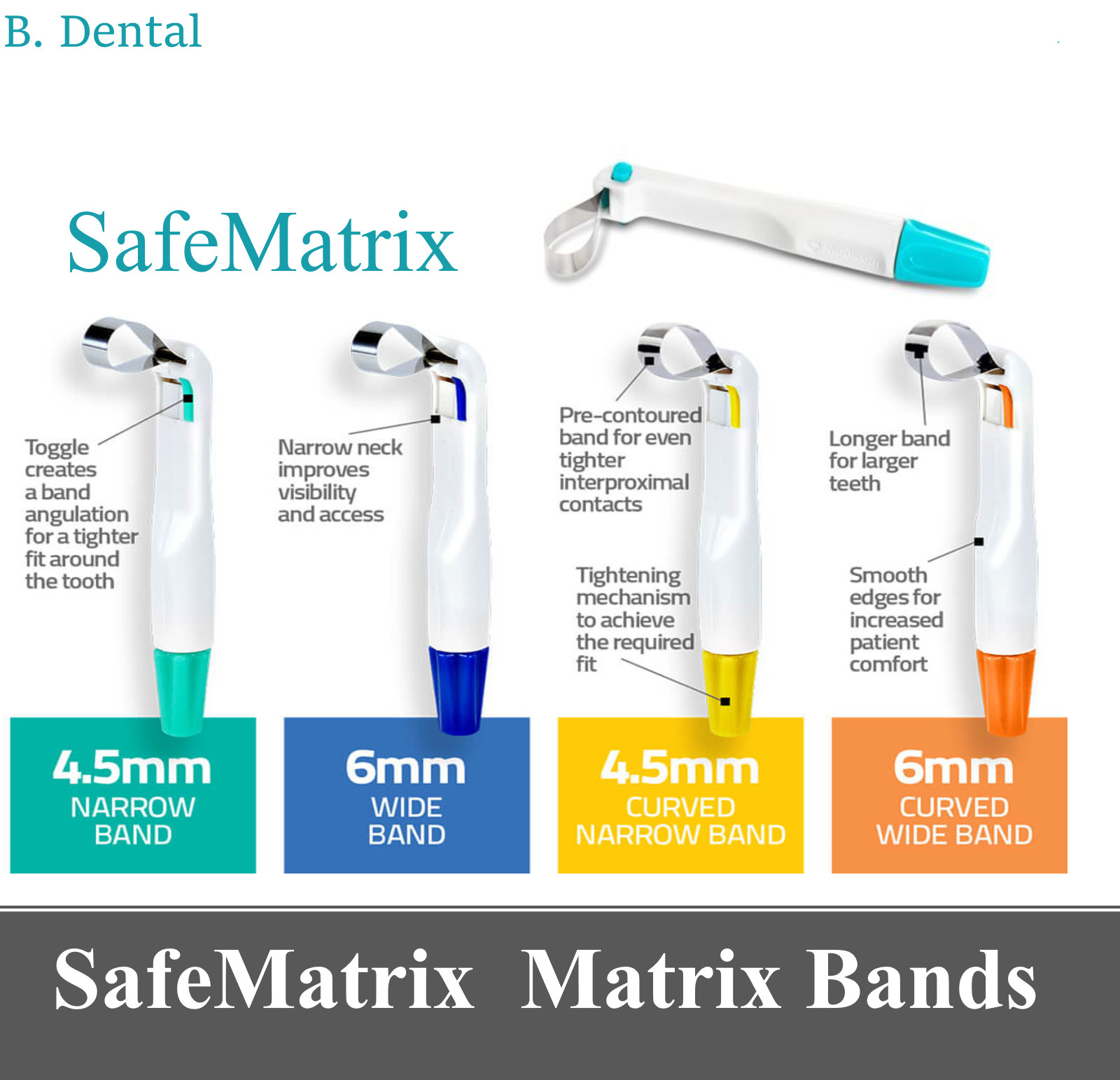 Medicom Dental SafeMatrix Matrix Bands Narrow, 4.5mm, 50/Box, Green, 30050