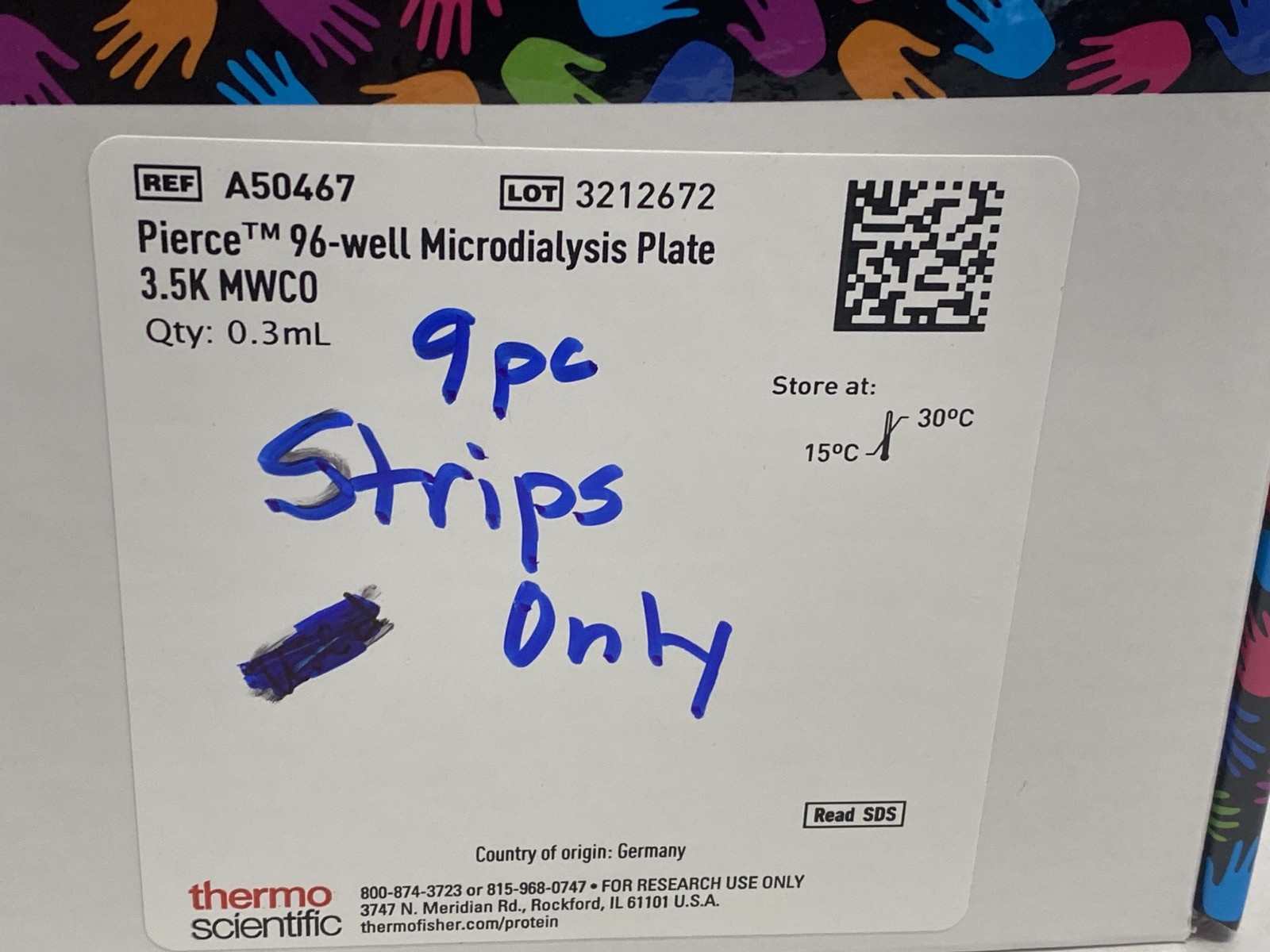 THERMO PIERCE 96-Well 0.3mL Microdialysis Strips Only 3.5K MWCO A50467