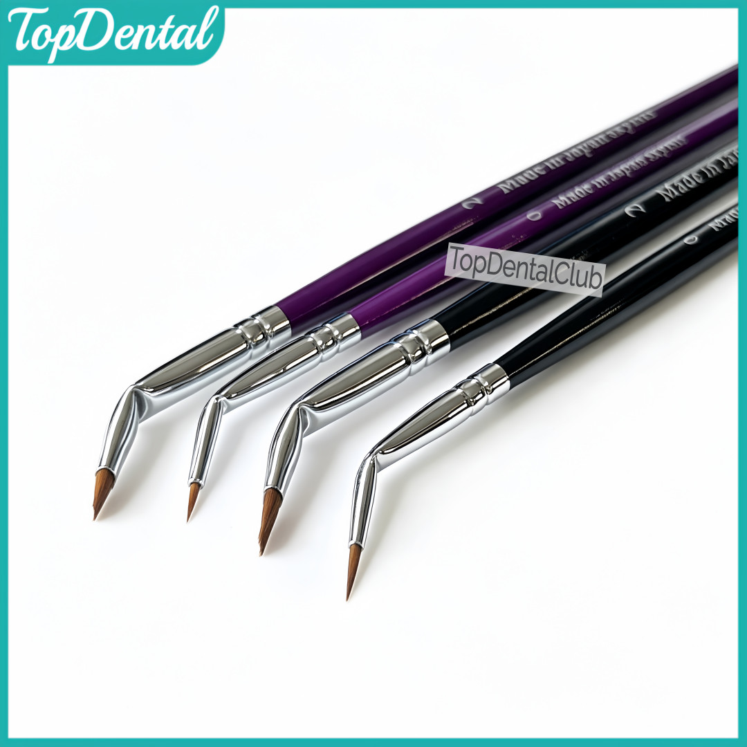 Dental Curved Brush Pens Composite Resin Nylon Pen Posterior Teeth Restoration