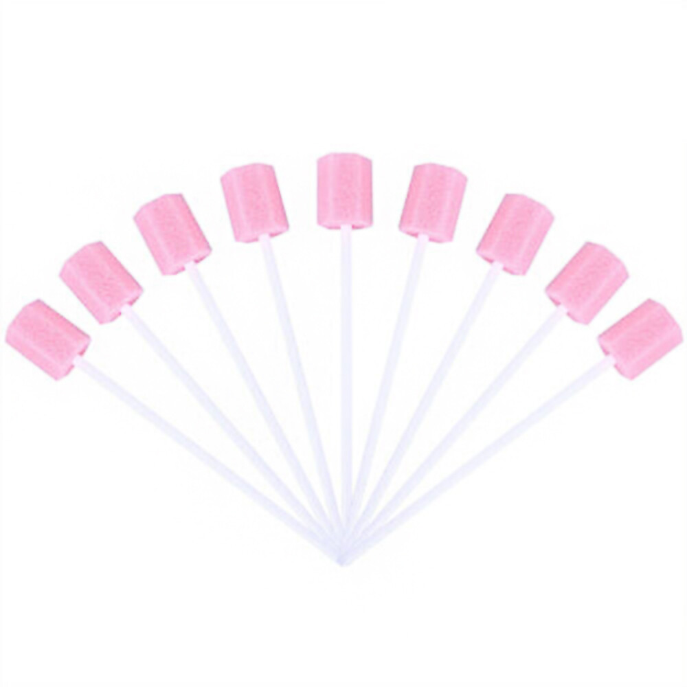 100Pcs Disposable Mouth Care Sponge Stick Tooth Cleaning Sponge Swab Oral Care
