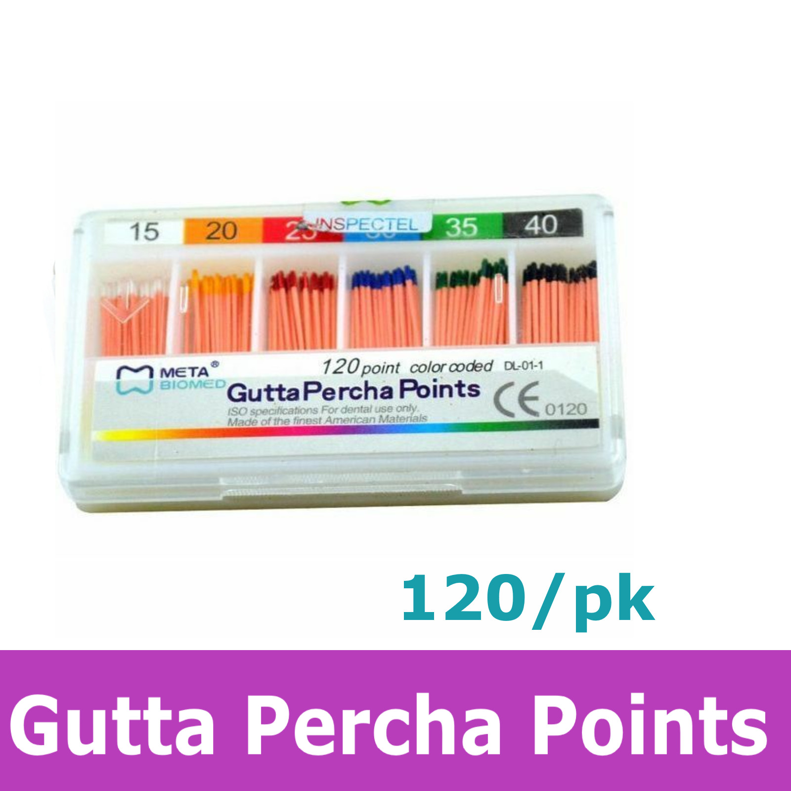 Dental Endodontic Gutta Percha Points Taper .04 or .06 or Vials, 60/pk or 120/pk