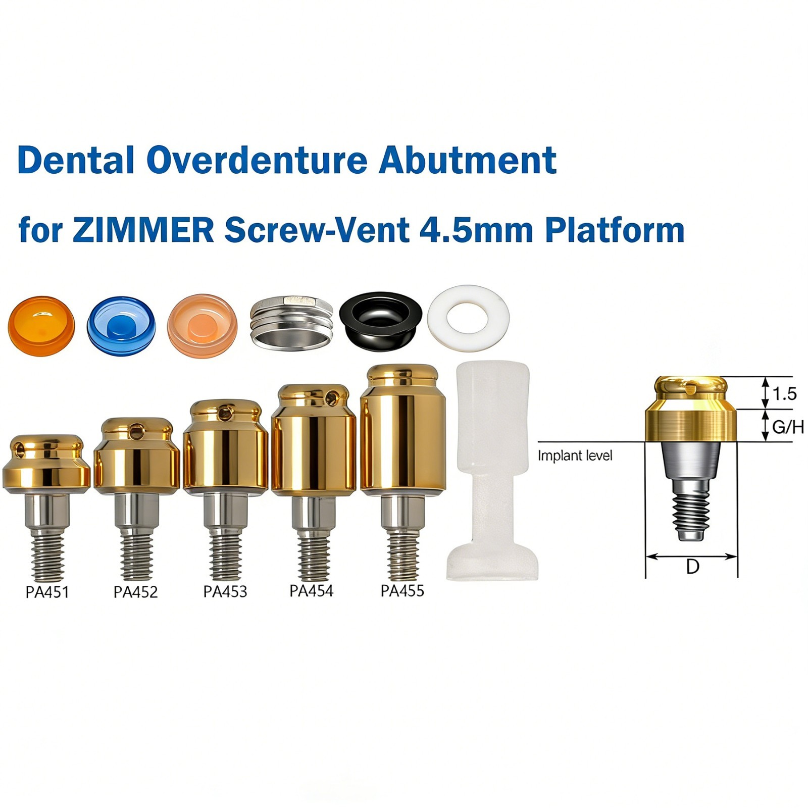 US ZIMMER Tapered Screw Vent Ø4.5mm For Locator Abutment 1-5.0mm GH Internal Hex