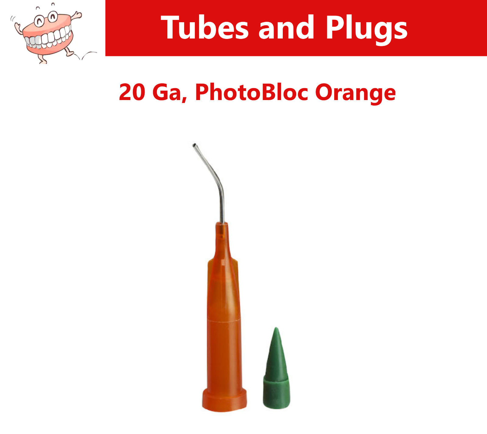 Accudose Tubes and Plugs For C-R Syringe 20 Ga, PhotoBloc Orange, Upto 100/Box