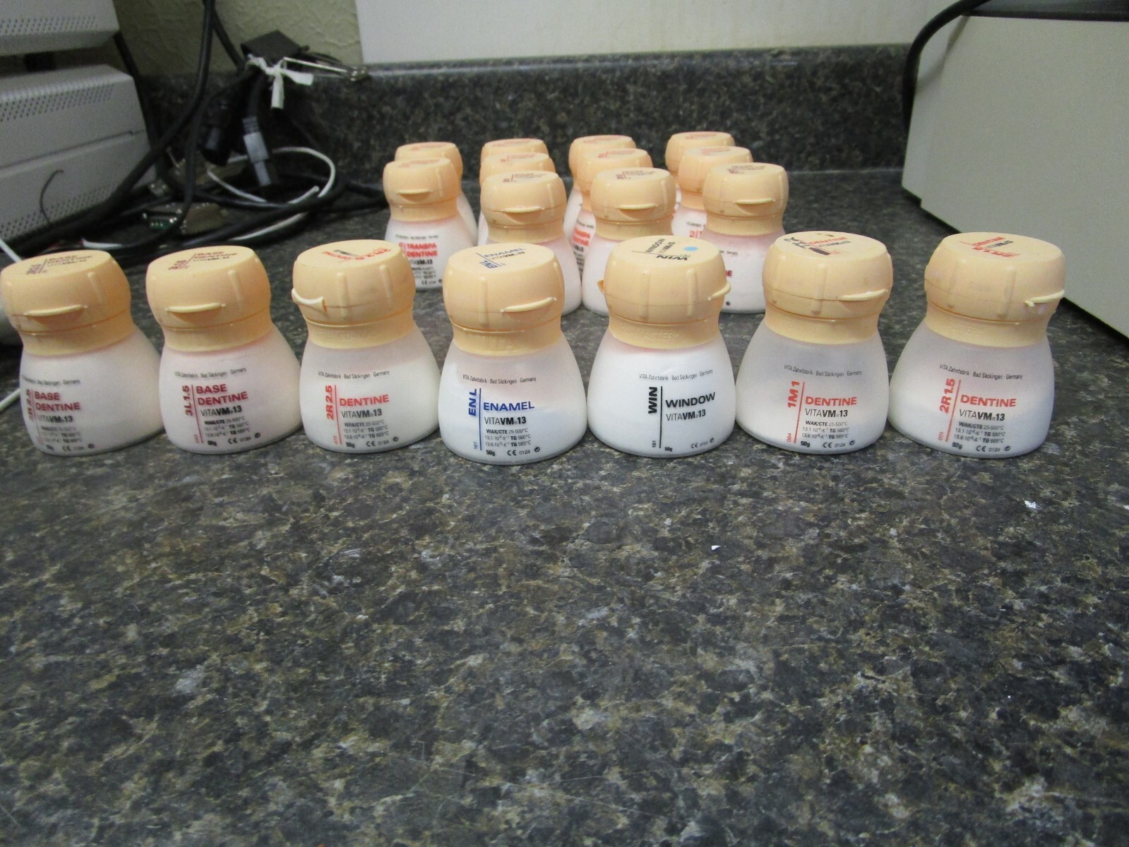 Vita VM13 Base Dentine, Transpa, Window & Enamels 50g Powders – Lot of 18