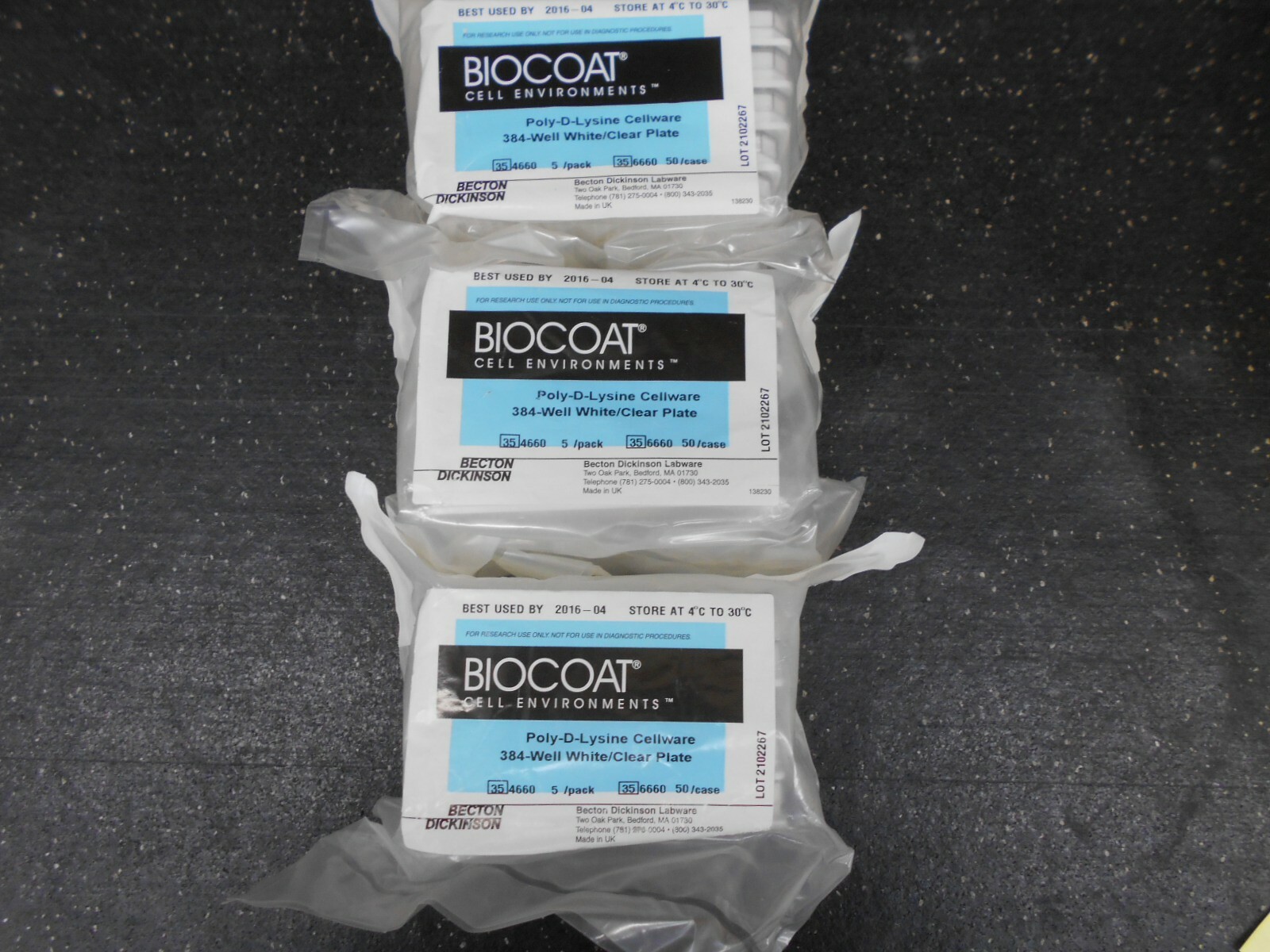 BECTON DICKINSON 354660 BIOCOAT POLY D LYSINE CELLWARE 384 WELL PLATE LOT OF 15