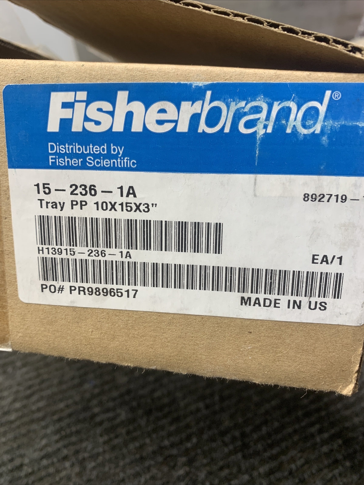 New Fisherbrand Heavy Duty Polypropylene Lab Tray 10x15x3″ 15-236-1A