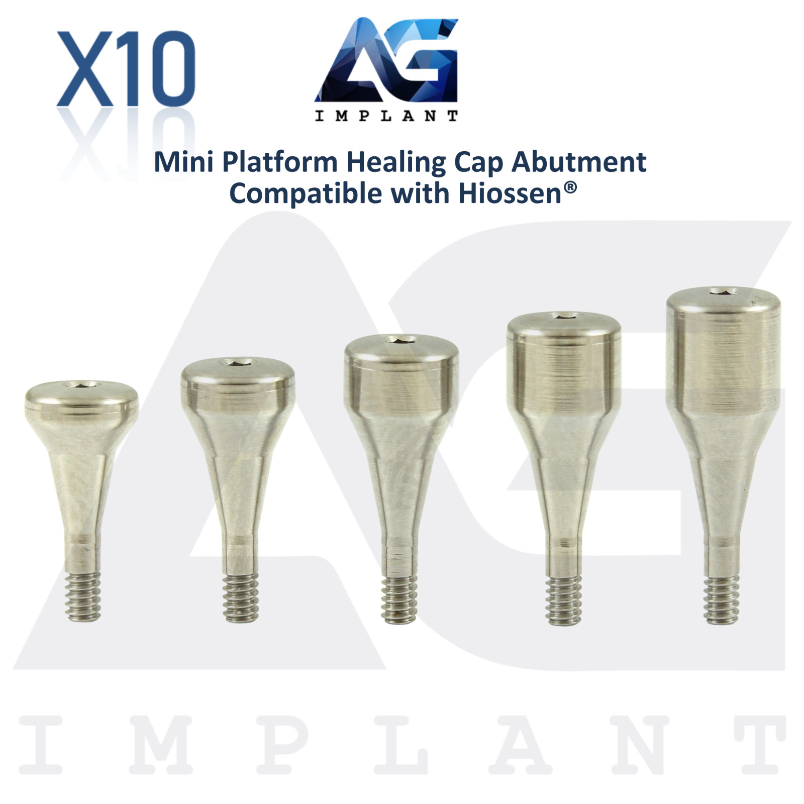 10 Dental Titanium Healing Cap Prosthetic Mini Platform 2.1mm Hiossen Compatible