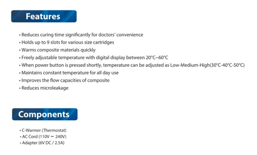 DXM Dentazon Dental C-Warmer Blue Type-1 Anesthetic Composite Resin Warmer