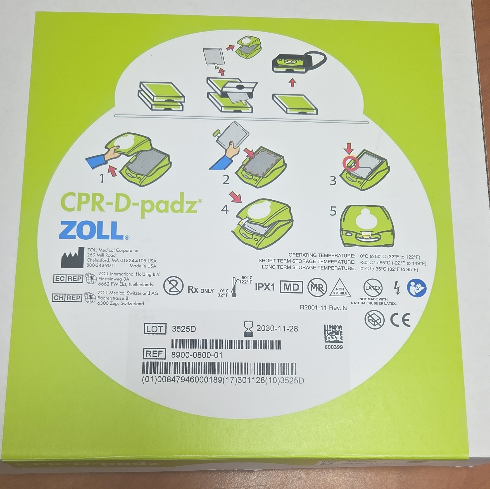 ZOLL CPR-D-padz Defibrillator CPR Feedback Electrode Pads 8900-0800-01