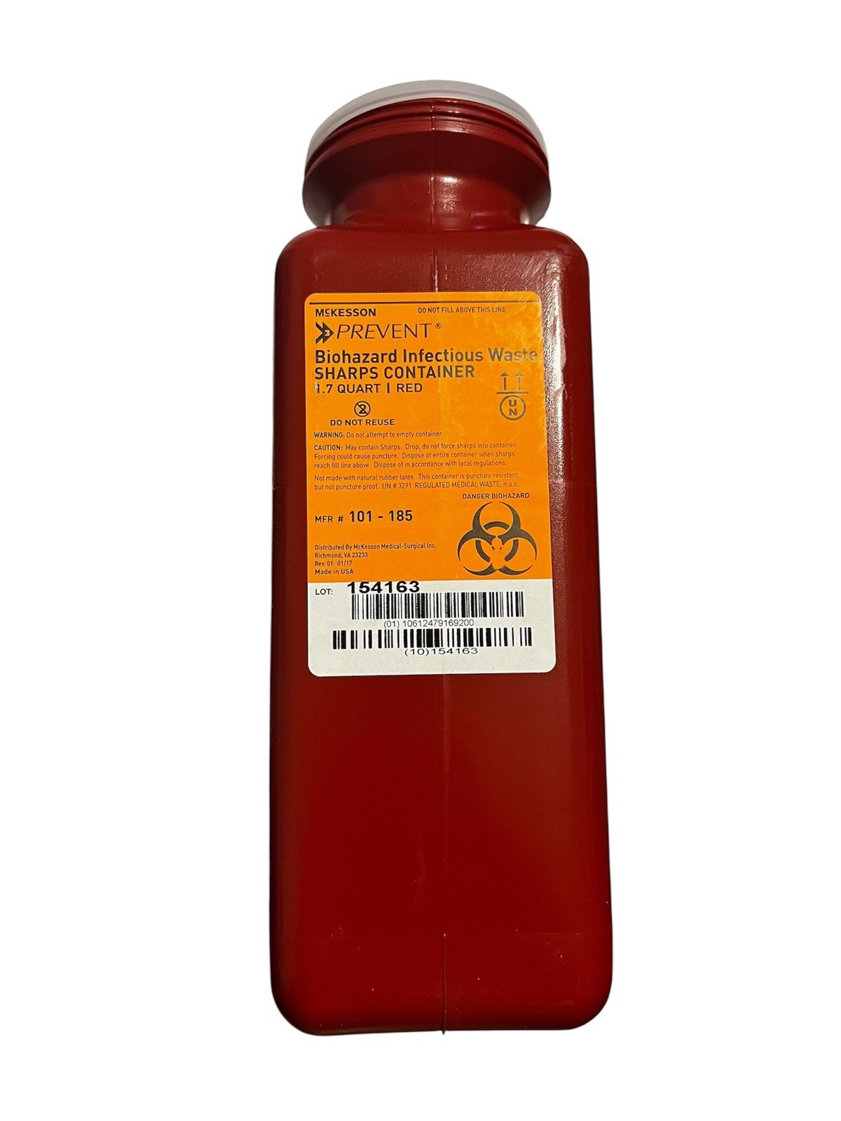 Lot Of 10 New Sharps Container McKesson Prevent Medical 1.7 Quart, Red