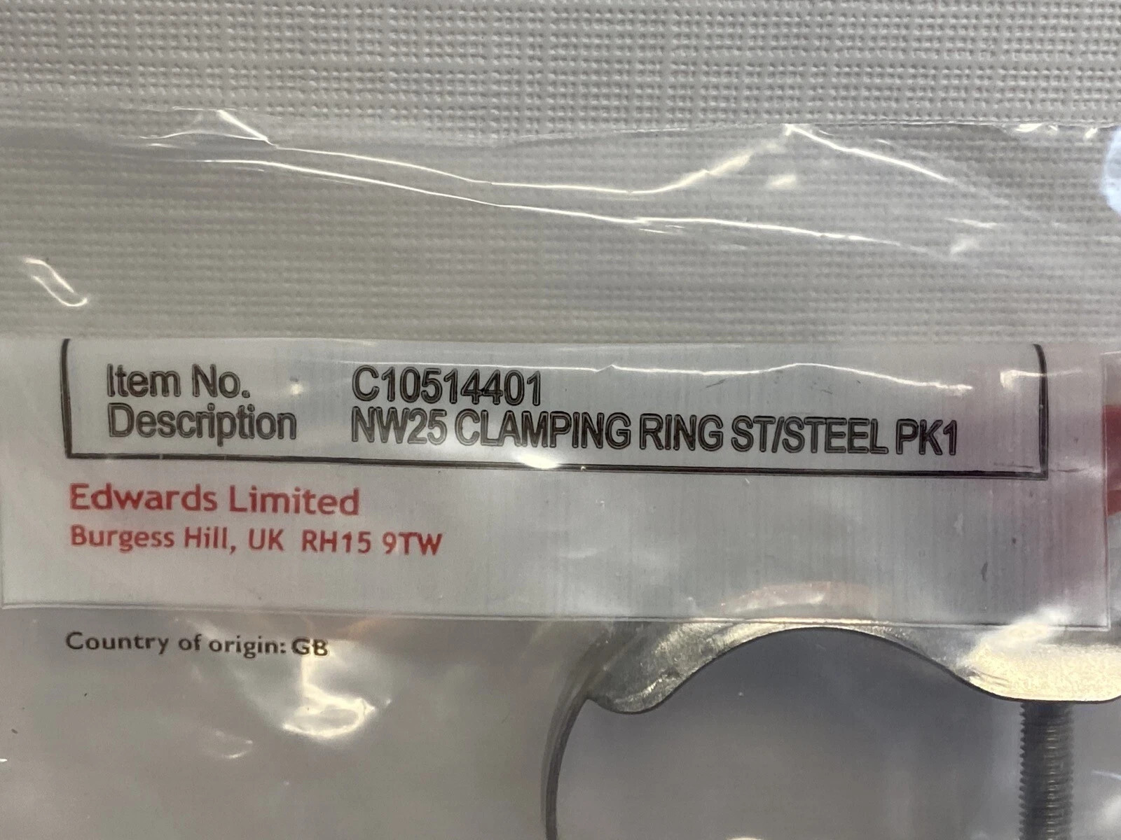 EDWARDS NW25 NW20 Stainless Clamping Ring Red Wing Nut for RV3 Pump C10514401