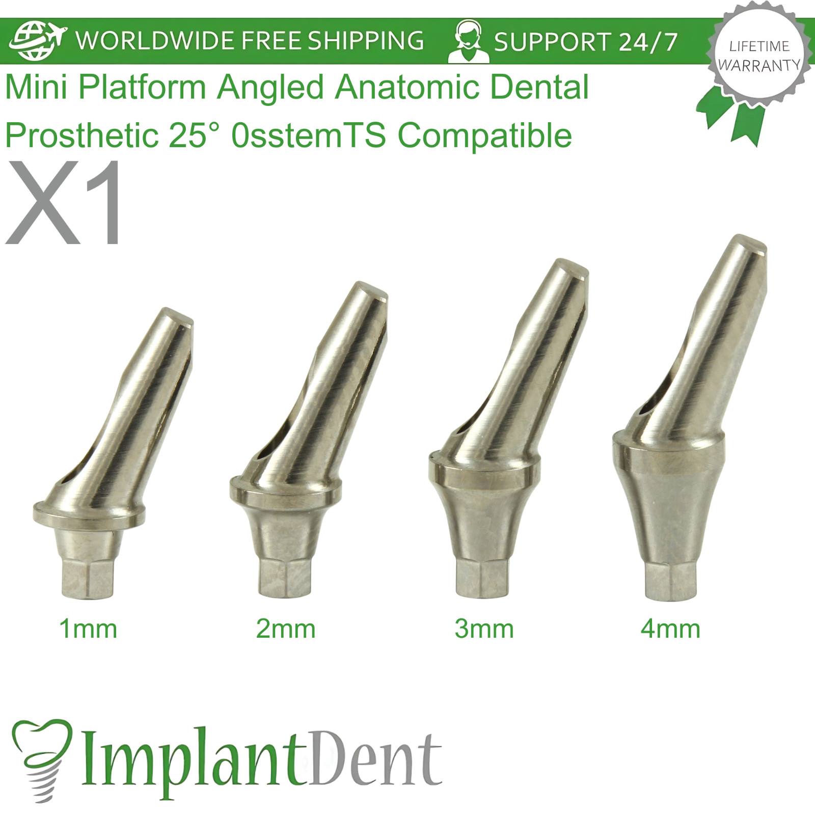 Mini Platform Angled Anatomic Dental Prosthetic 25° 0sstemTS Compatible