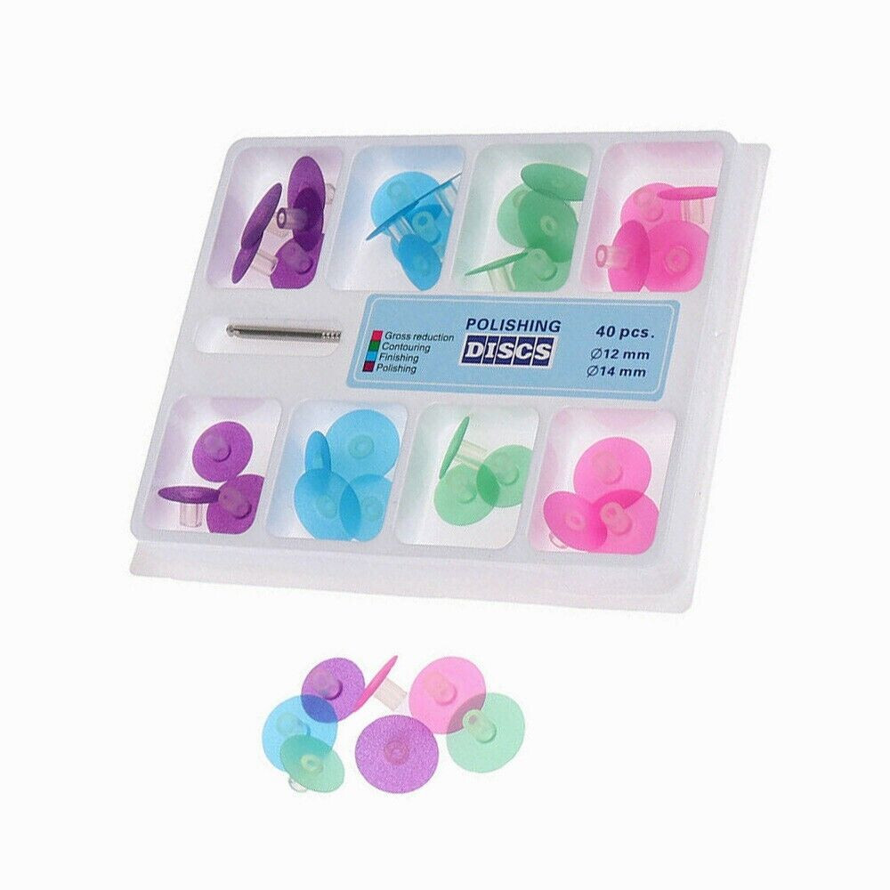 Dental 40 Pcs Discs+1Pcs Mandrel Filling Material Finishing Discs Spiral Diamond