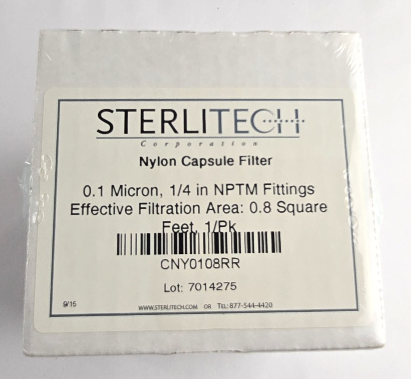 Sterlitech CNY0108RR Nylon Capsule Filter 0.1 Micron 1/4 in NPTM Fittings 1PK