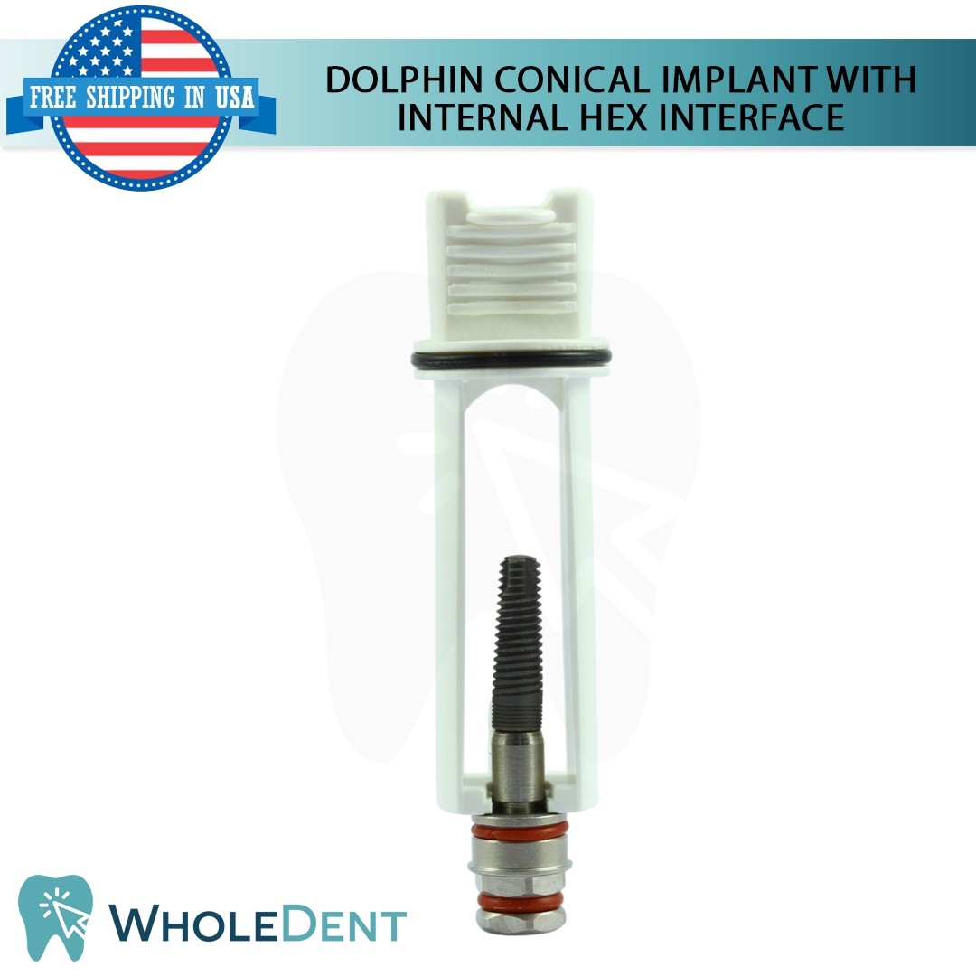 1x Dental Dolphin Conical Fixture with Int Hex Connection Titanium Sterile SLA