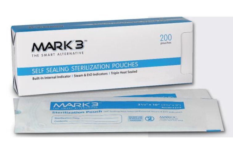 MARK3 2-3/4″ x 10″ Self-Sealing Sterilization Pouch, 200/Box