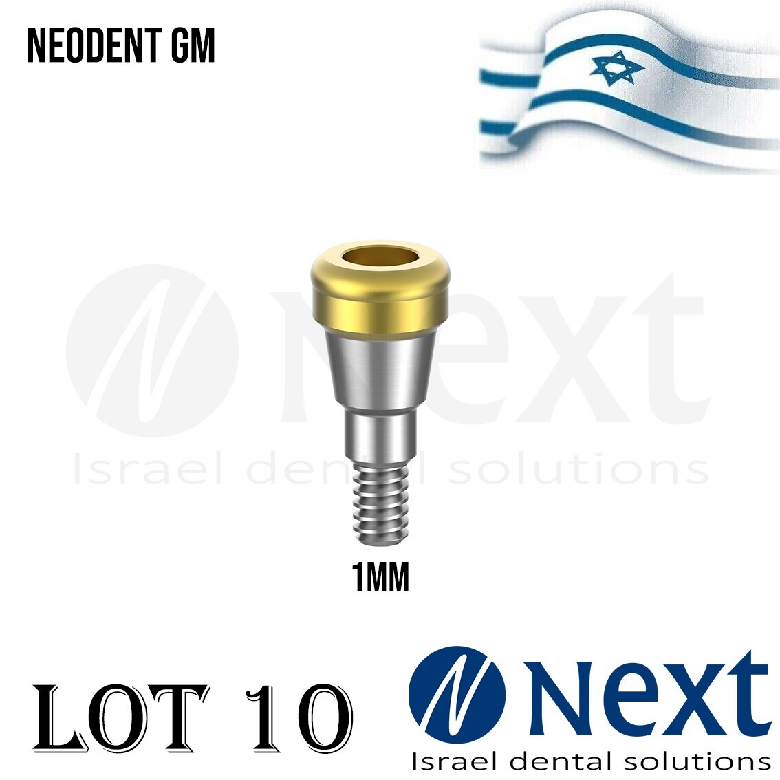 LOTx10 Dental Abutment Flat attachment Neo Dent GM Grand Morse conical 1 mm