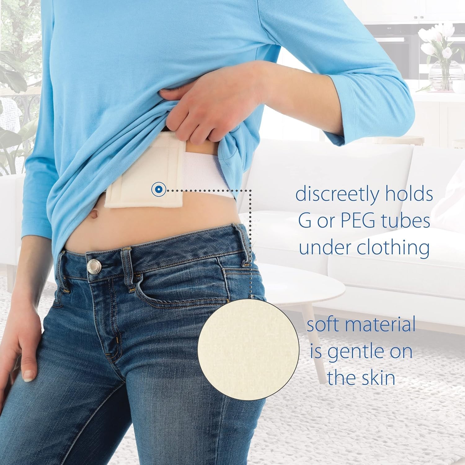 Discreet & Adjustable NelMed Feeding Tube Holder for G, J Tubes – Large 45-60″