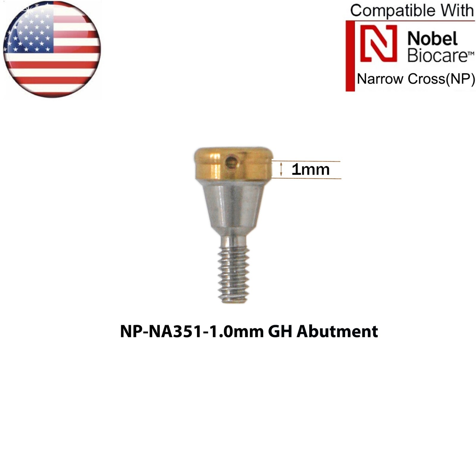 US Dental NP Overdenture Locator Abutment & Male Caps Fits Nobel Biocare Active