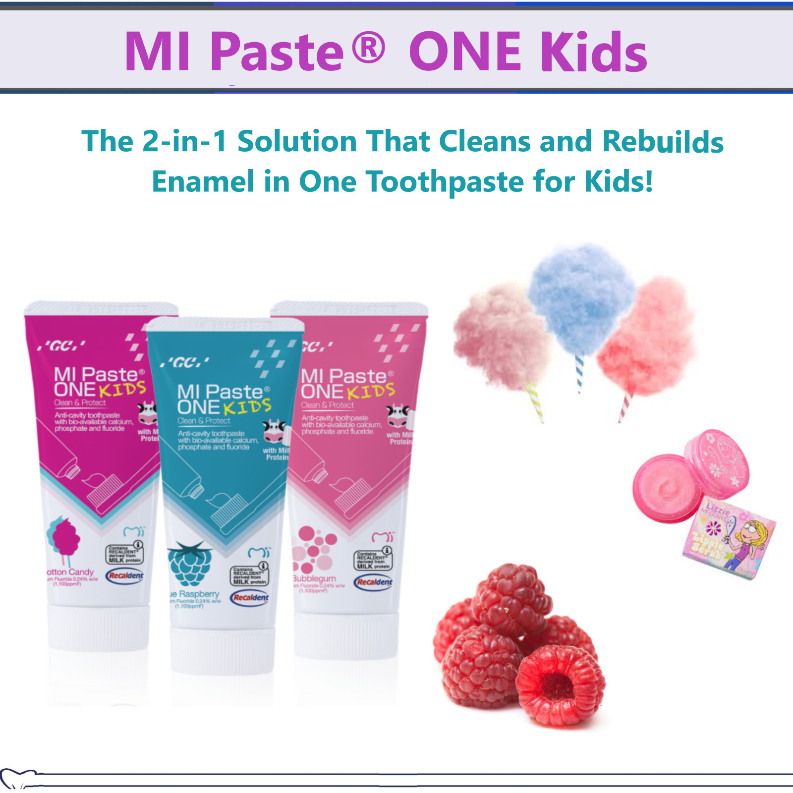 MI Paste ONE Kids Anti-cavity Toothpaste, Two-in-one Formula, 35 mL per tube
