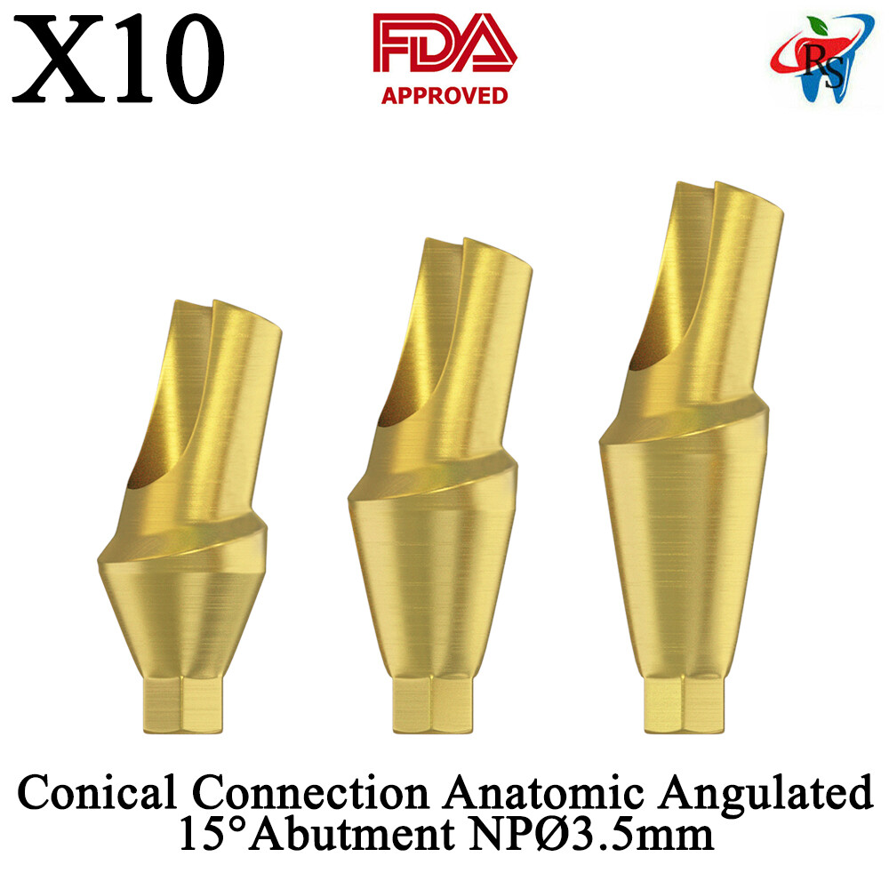 10pcs DSI Abutment Anatomic Angulated 15° Conical Connection NP Ø3.5mm 1.5-4.5mm