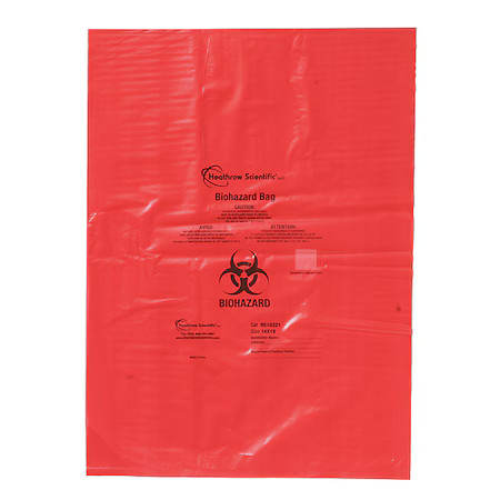 Heathrow Scientific Hs10321 Biohazard Bags, Red, Pk200