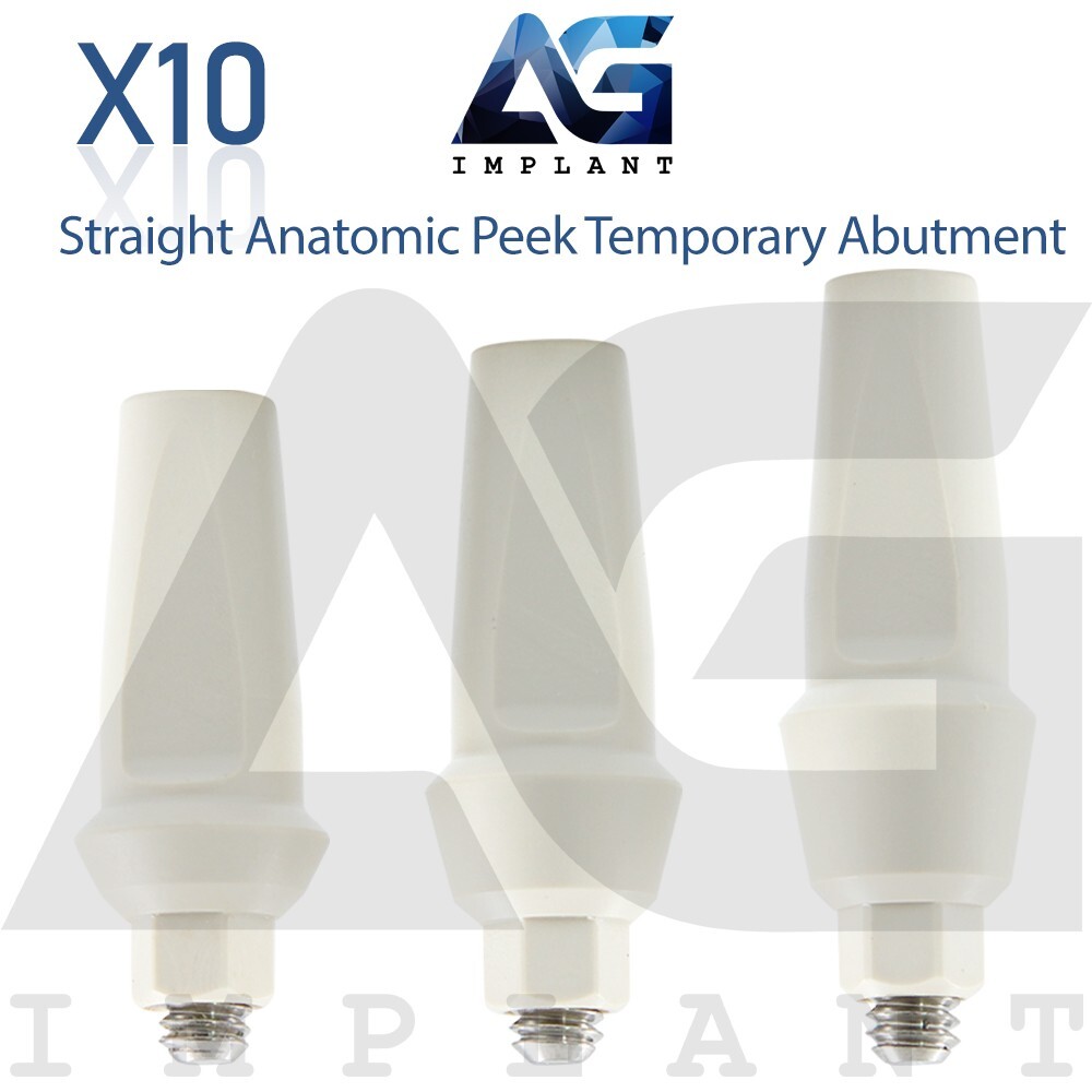 10 Straight Anatomic Peek Temporary Prosthetic System Int Hex 2.42mm