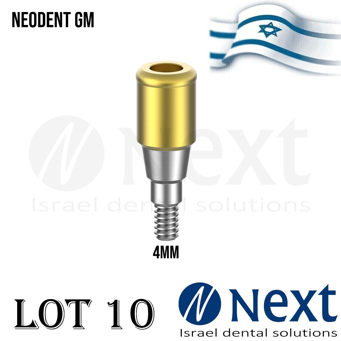 LOTx10 Dental Abutment Flat attachment Neo Dent GM Grand Morse conical 4 mm