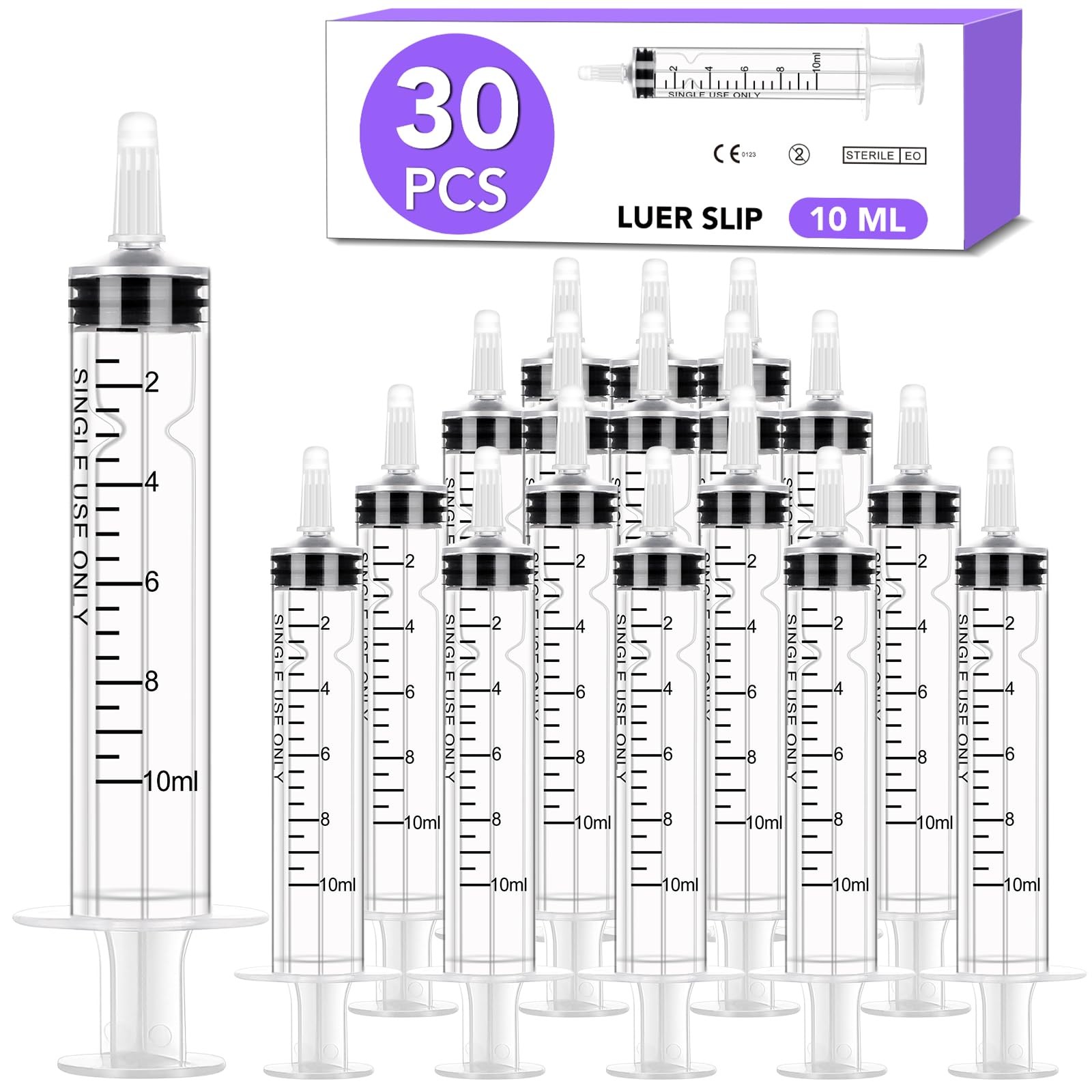 30 PCS 10ml Oral Syringe With Cap, Plastic Syringes without transparent