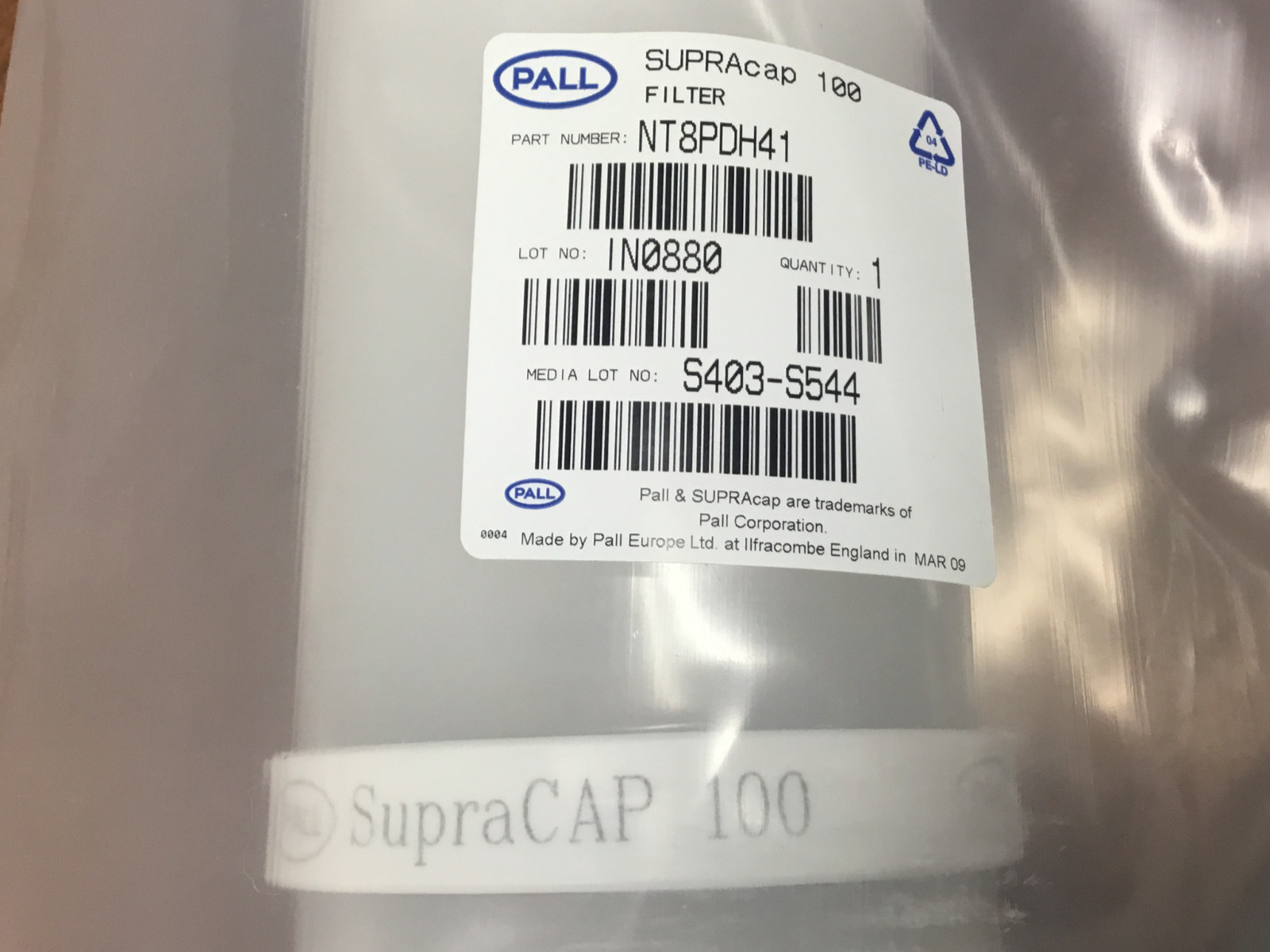 Pall – P/N: NT8PDH41 – Kleenpak, Nova Capsule Filter, SUPRAcap 100 – NEW