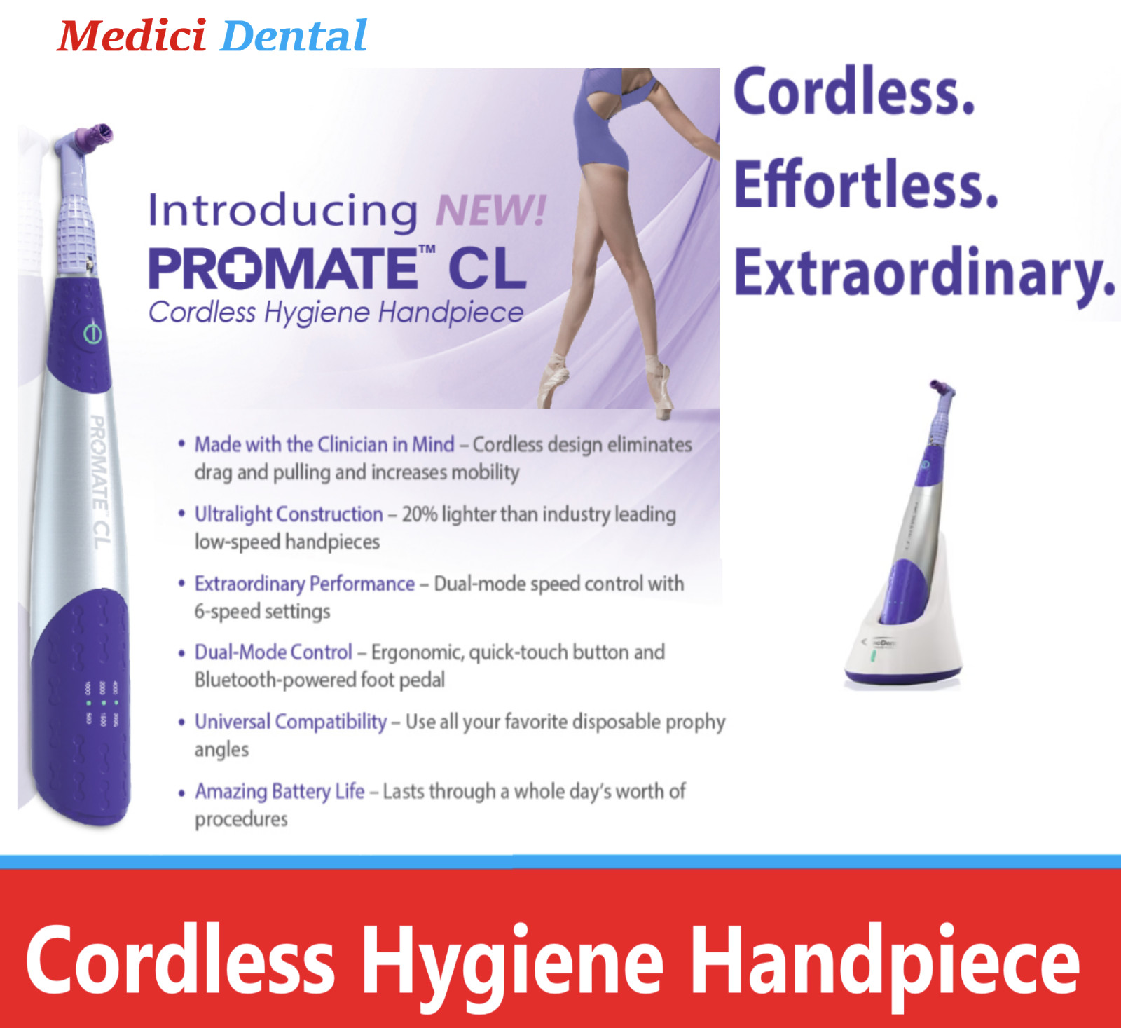 DENTAL HYGIENE PROPHY PROMATE CL CORDLESS HANDPIECE KIT PacDent -2 Year Warranty