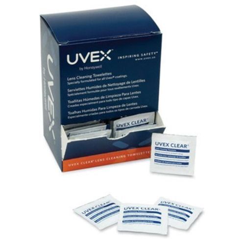 Uvex Clear Lens Cleansing Towelettes, 100/Bx, 4-1/2″ x 8″, Pre-moistened