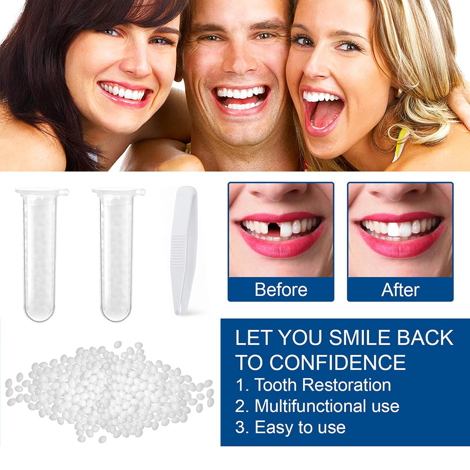 56 Pieces False Teeth, 2 Sets Whole Teeth Synthetic Polymer Denture Teeth, 22 Sh