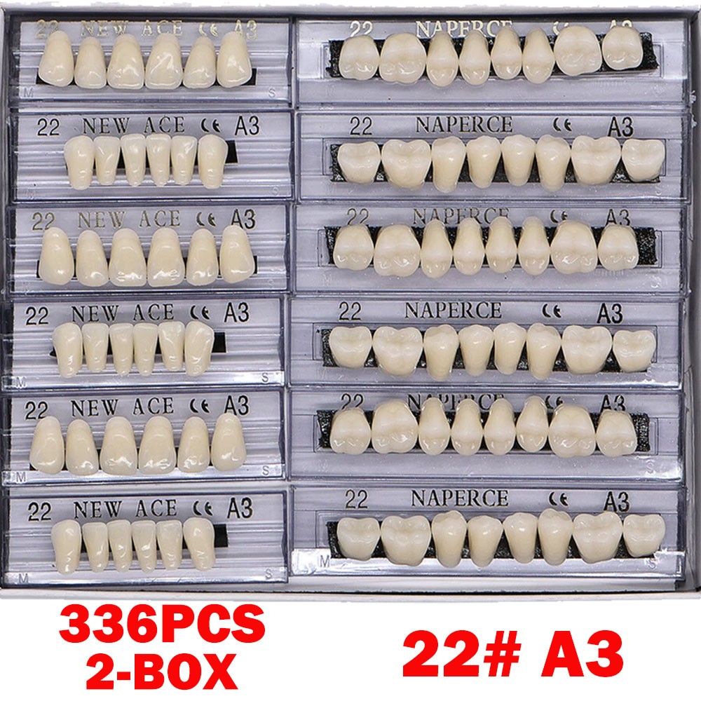 336Pc Dental Acrylic Resin Denture 22#A3 Full Set Teeth Upper Lower Shade Tooth