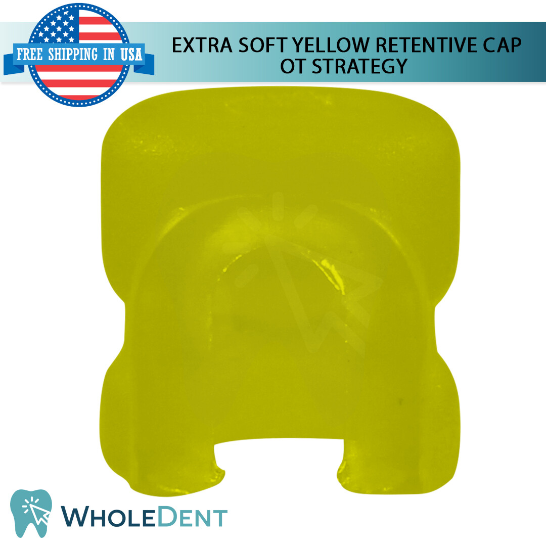 4x OT Strategy Attachment Yellow Silicone Inserts Retentive Caps Dental Implant