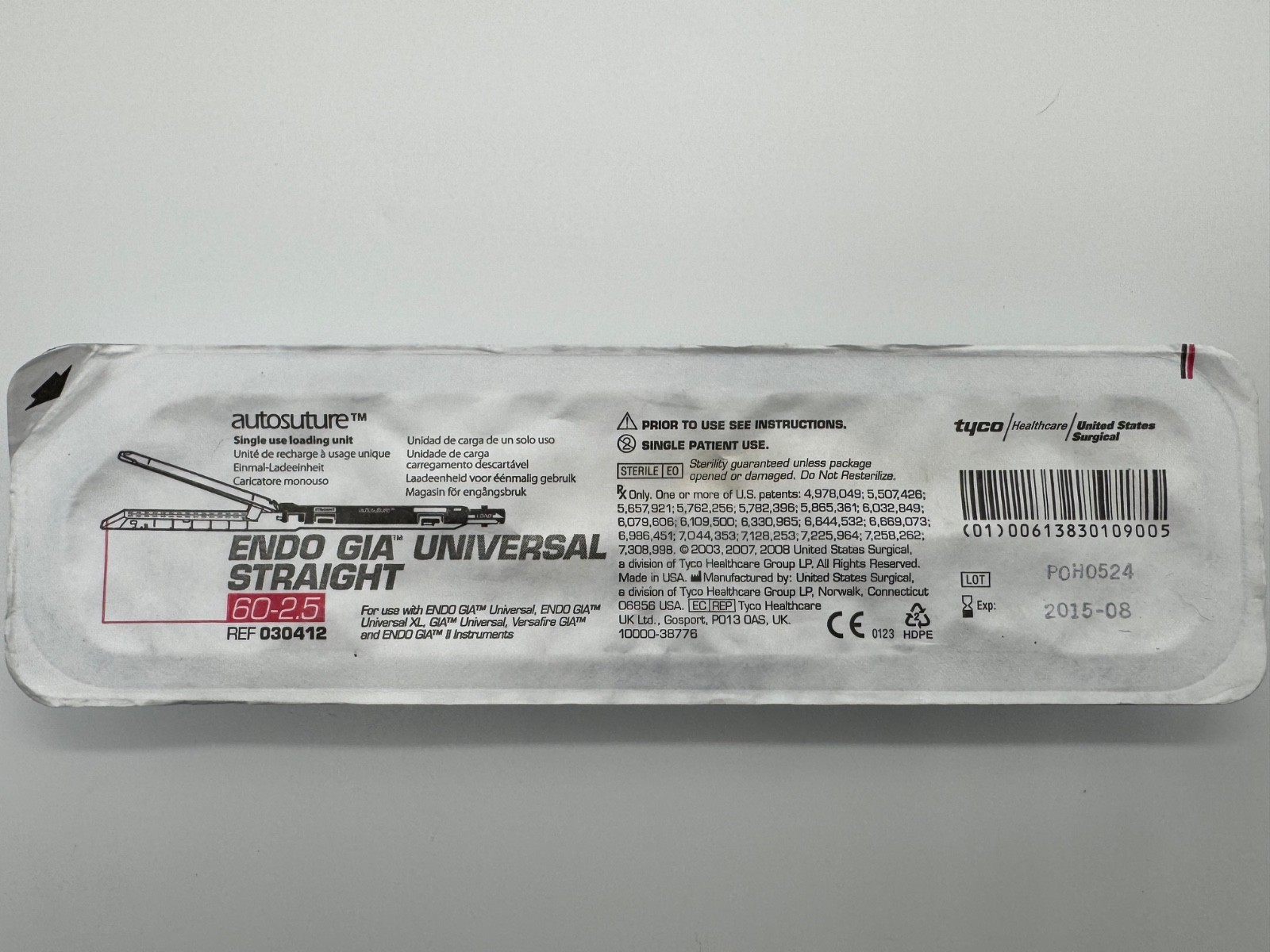 COVIDIEN ENDO GIA 60mm 2.5mm Loading Unit – REF 030412 – EXPIRED