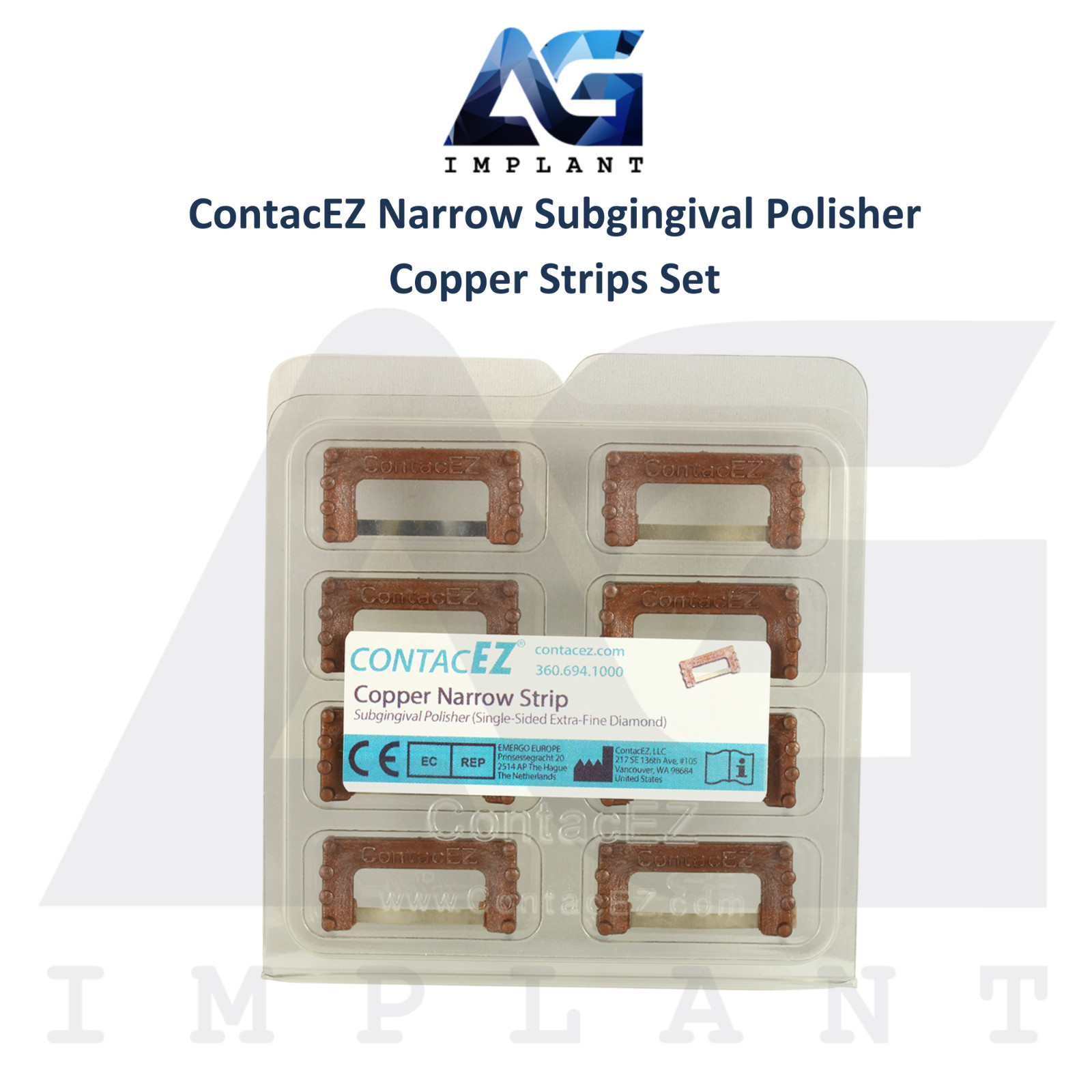 ContacEZ Narrow Subgingival Polisher Dental Copper Strips 8pcs Single Sided
