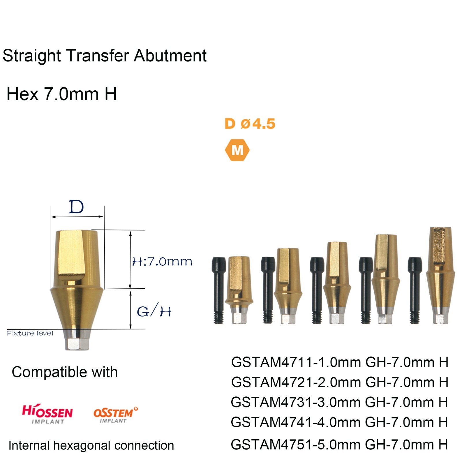 US Dental Prosthetics Angled 17°/Straight Titanium Abutment fit Hiossen ET OSS