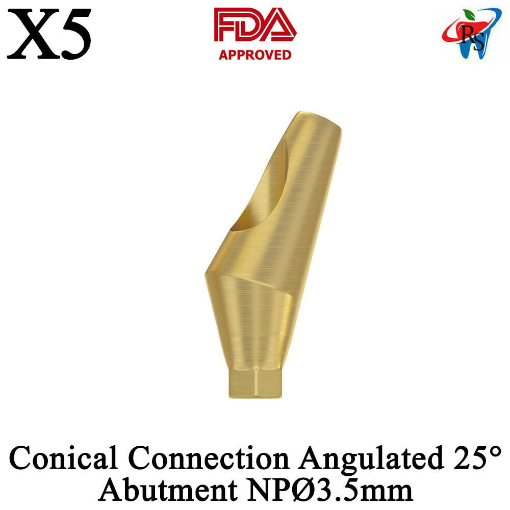 5pcs DSl Dental Adapter Head Angulated 25° Conical Connection NP Ø3.5mm Fixture