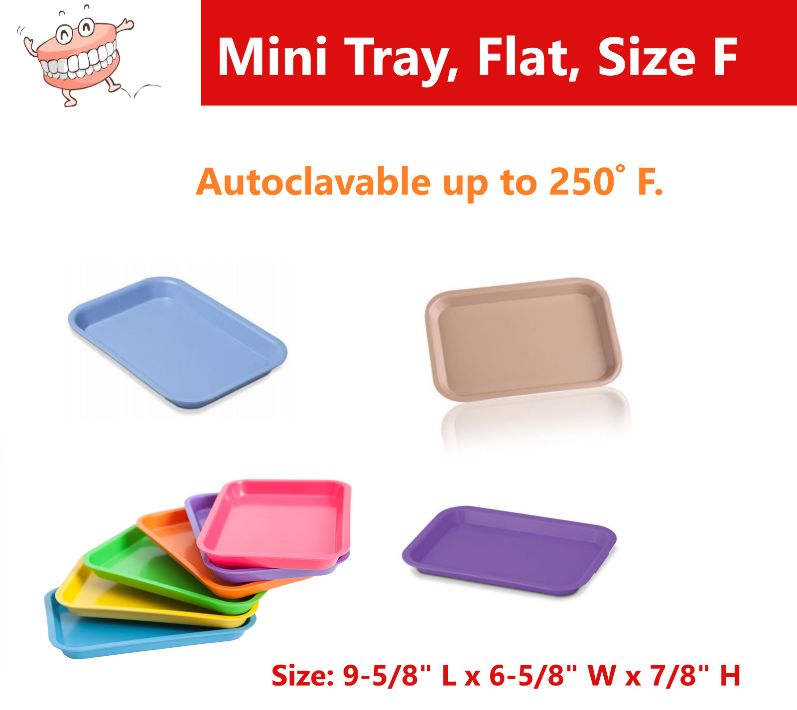 Dental Procedure Set-Up Trays Flat B (Ritter) or F Mini, or B Divided Tray 250F