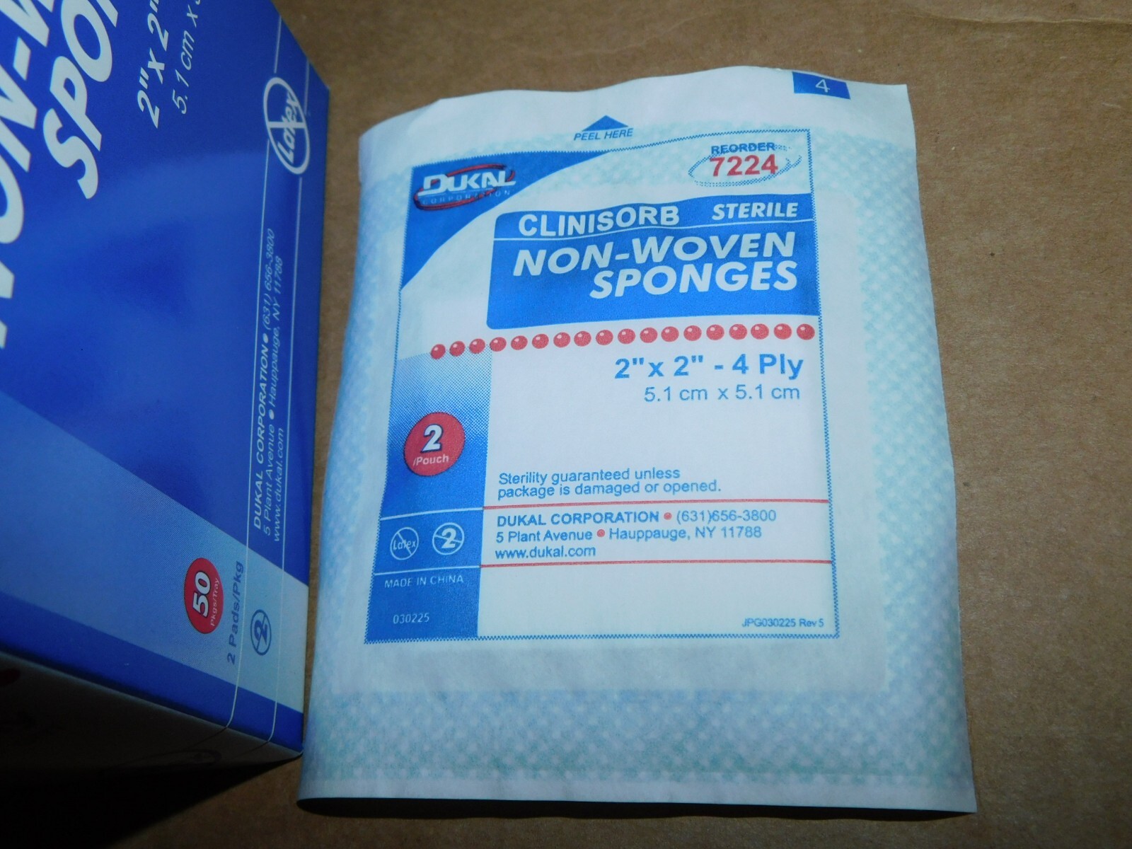 NEW Box of 50 Dukal 7224 Sterile Non Woven Sponges 4 PLY 2″ X 2″