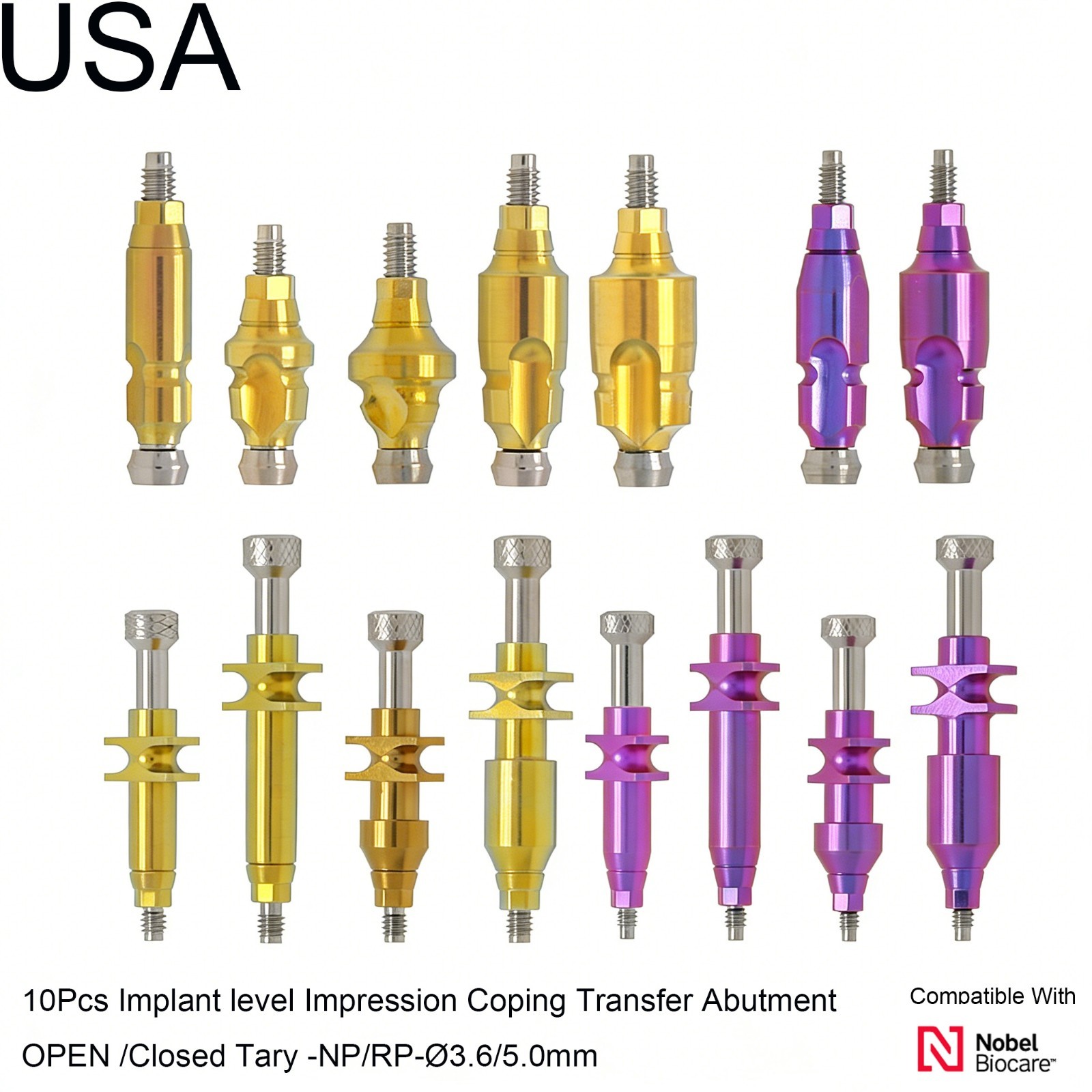 US Fits NobelActive NP RP Impression Coping Open Closed Tray Conical Transfer