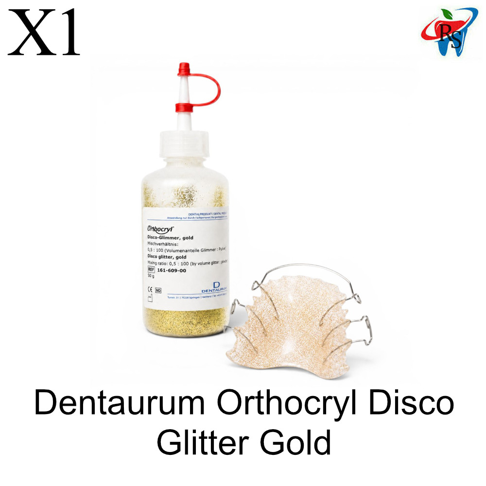 1x Dental Dentaurum Orthocryl Disco Glitter Gold 50g Acrylic Appliance Additive