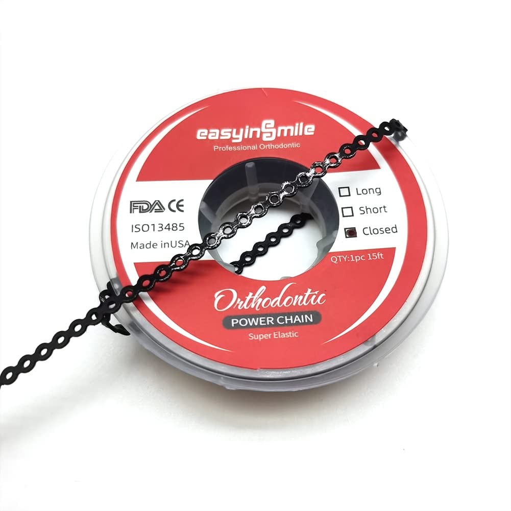 SNAWOP Dental Orthodontic Power Chain Multicolor Spool Elastic Closed, Black