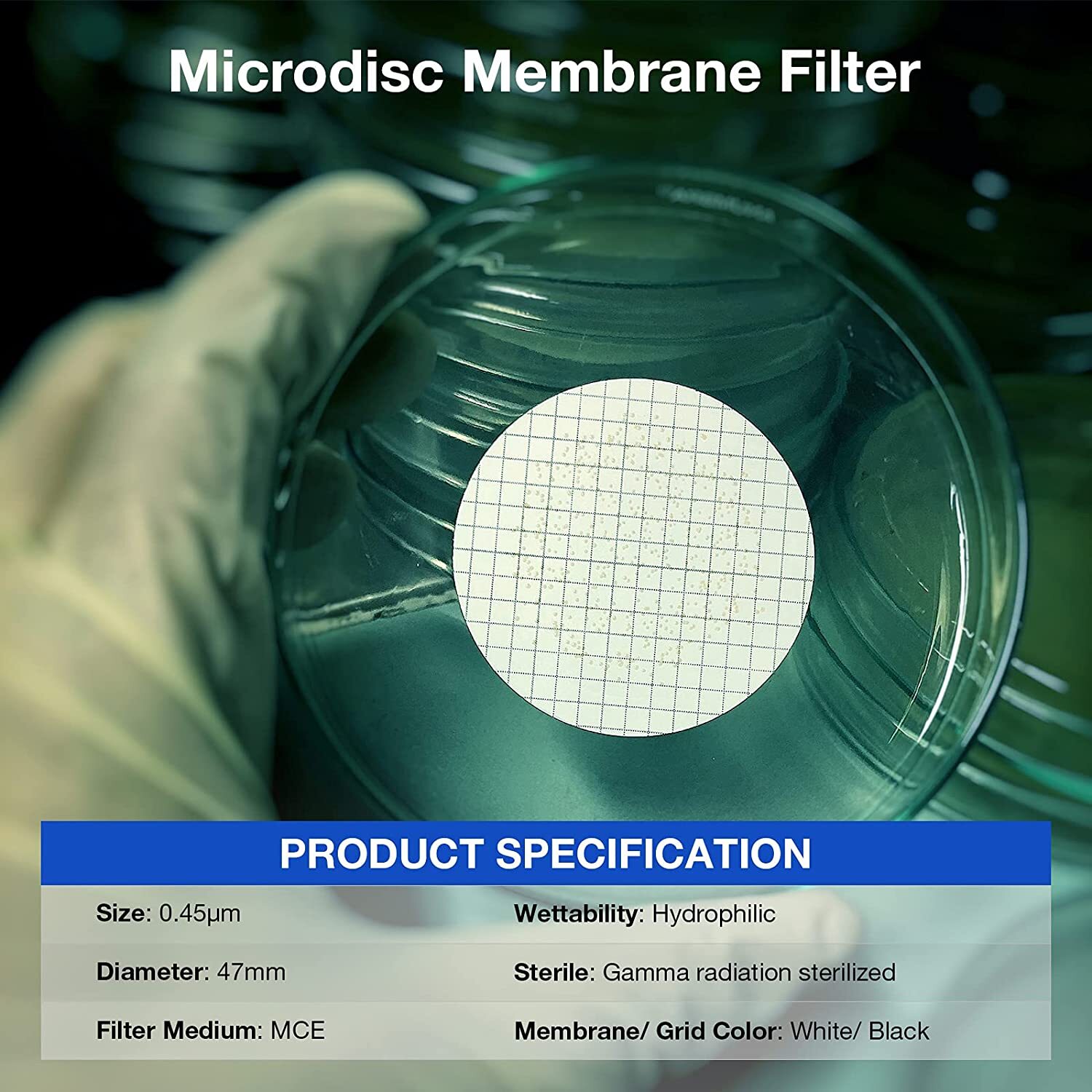 1000Pack Mixed Cellulose Ester Grid MCE Membrane Filter,47mm,0.45um,Hydrophilic