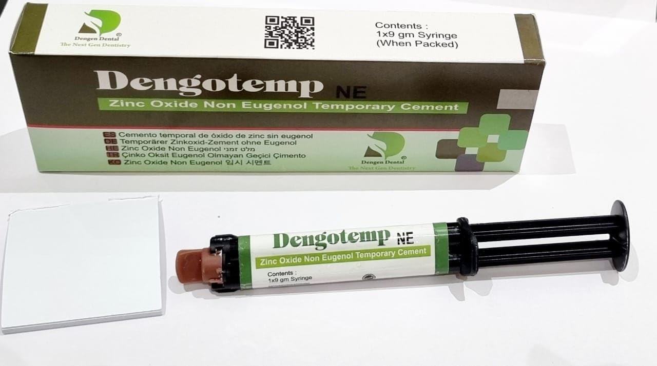 4 x Dental DENGOTEMP NE Zinc Oxide Non Eugenol Temporary Luting Cement 9gm Syr