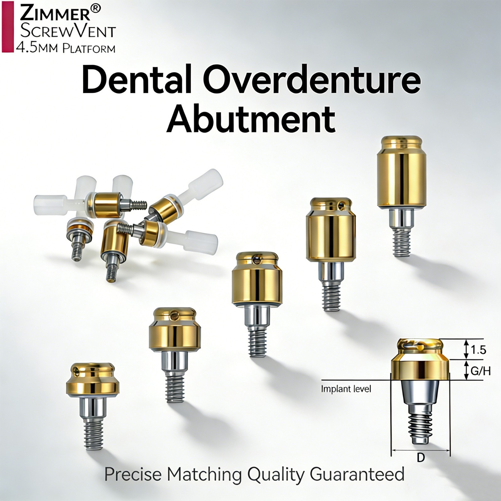 US ZIMMER Tapered Screw Vent Ø4.5mm For Locator Abutment 1-5.0mm GH Internal Hex