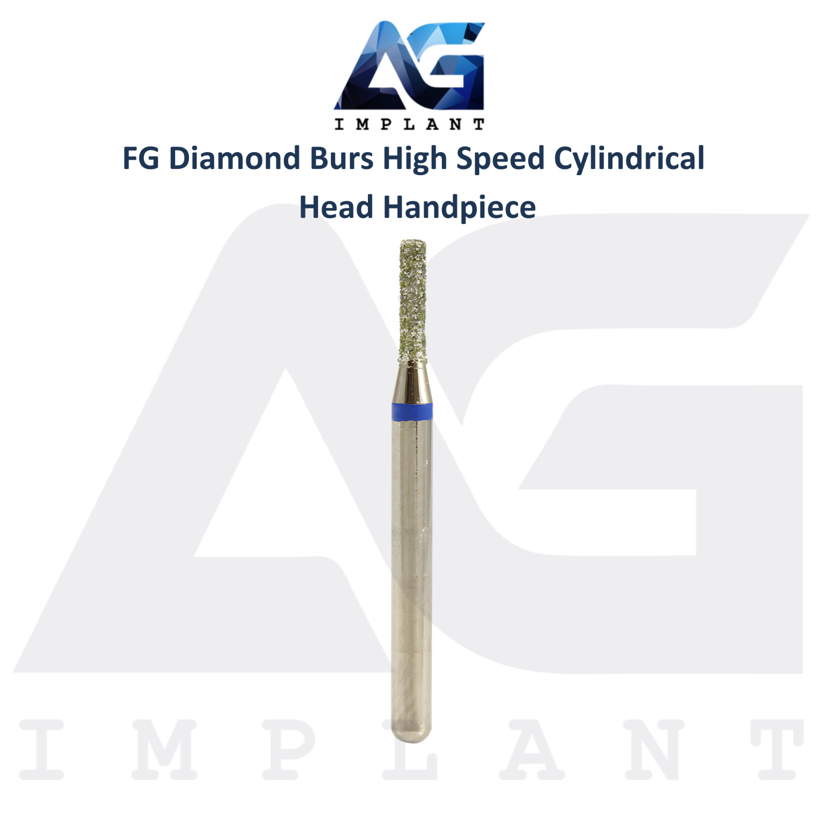 Dental FG Diamond 10 Burs High Speed Cylindrical Head Handpiece Stainless Steel