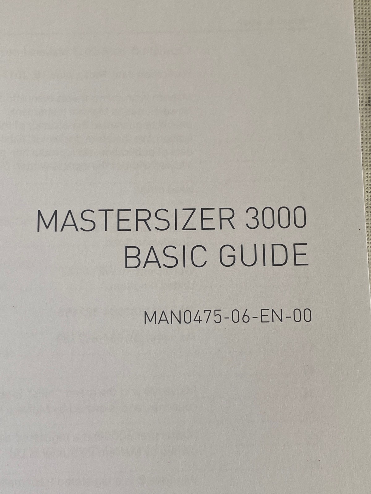 MALVERN Mastersizer 3000 Basic Guide Book Published 2017 Copyright 2014-2017