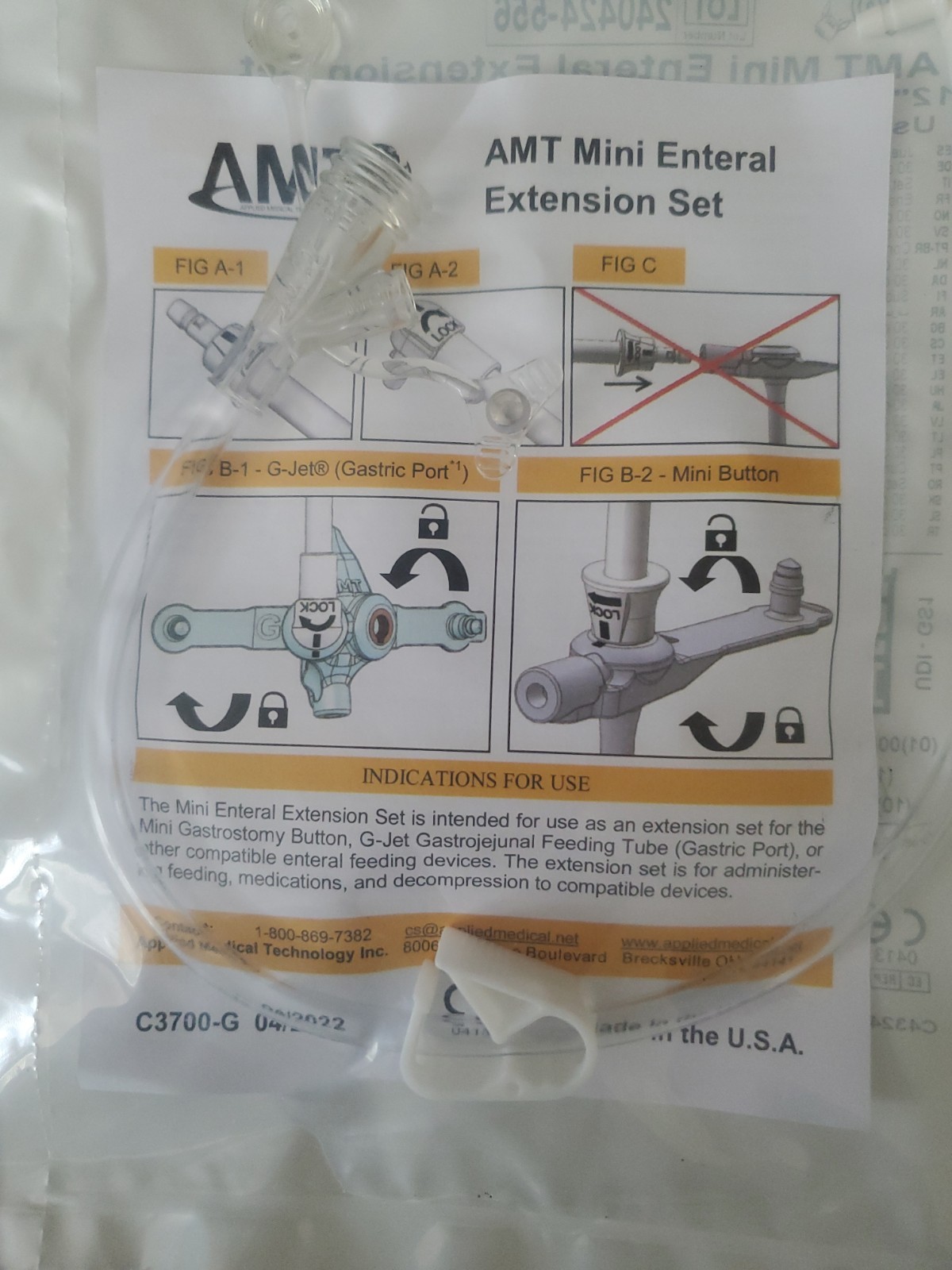 AMT Mini Enteral Extension Set Dual ENFit Y-Port 6-1222-ISOSAF LOT OF 23 #2